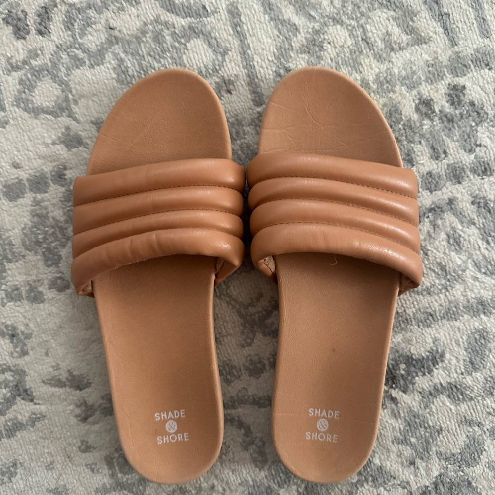 Shade & Shore Kendra Slide Sandals - Brown, Size 9